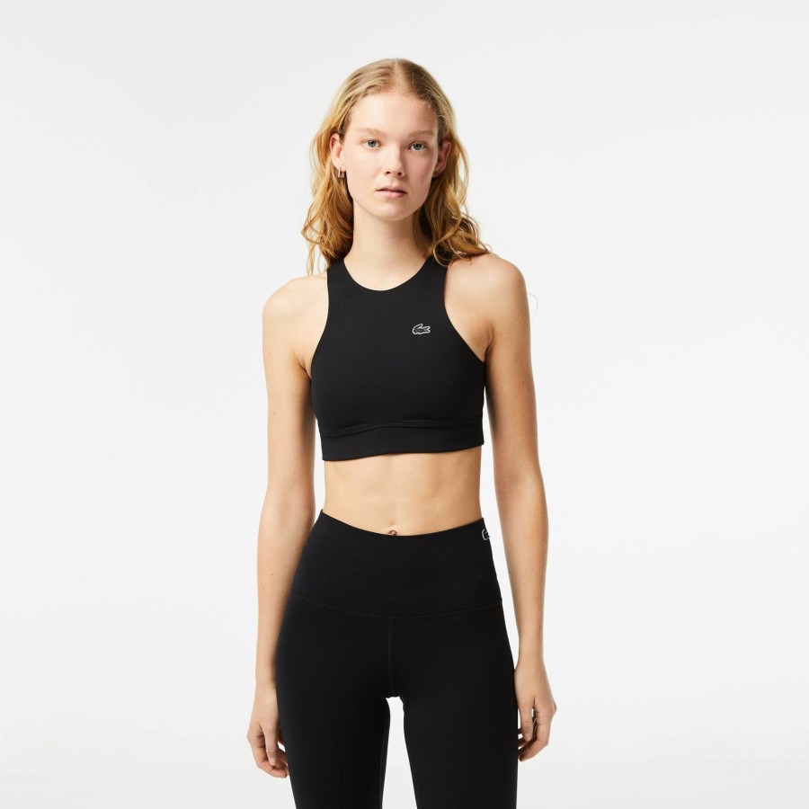 Women Lacoste Bras & Leggings | Women'S Lacoste Quick-Dry Recycled Polyamide Stretch Bra Black 031