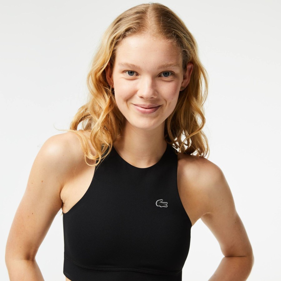 Women Lacoste Bras & Leggings | Women'S Lacoste Quick-Dry Recycled Polyamide Stretch Bra Black 031