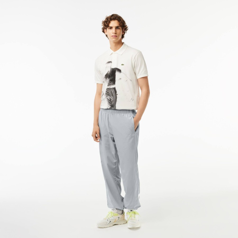 Men Lacoste Trousers & Shorts | Contrast Detail Relaxed Fit Sportsuit Track Pants Grey / White