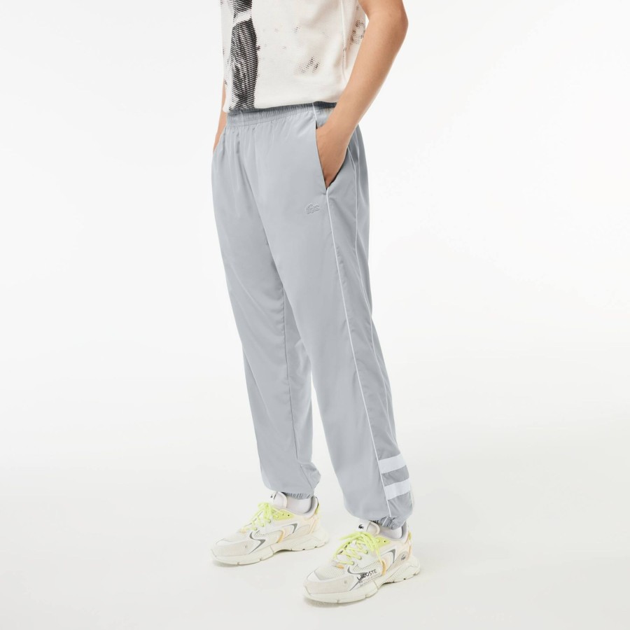 Men Lacoste Trousers & Shorts | Contrast Detail Relaxed Fit Sportsuit Track Pants Grey / White