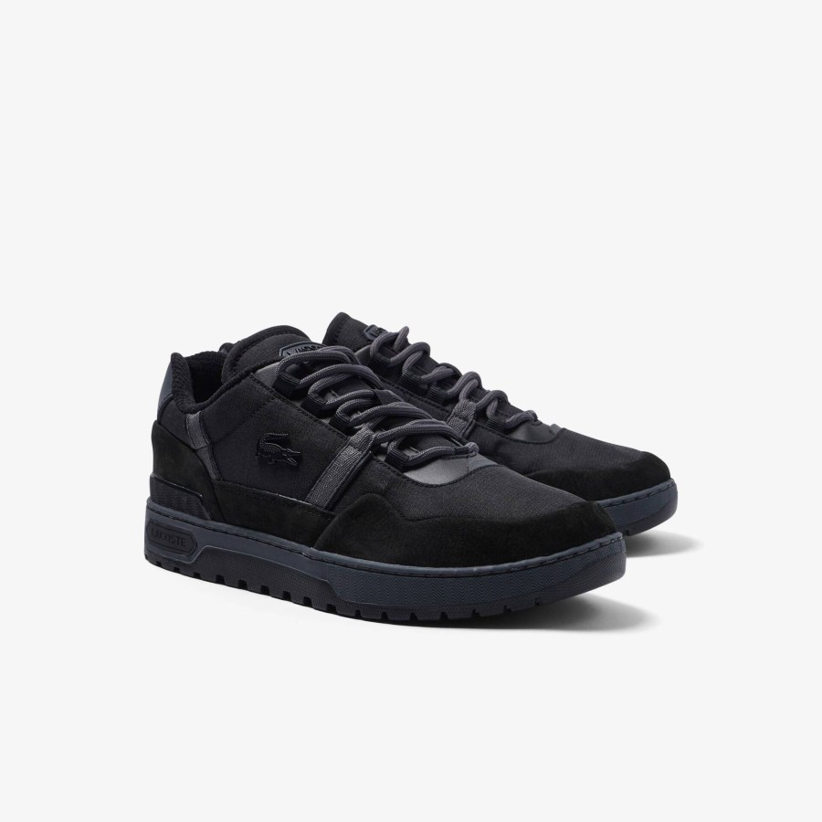 Men Lacoste Outdoor | Men'S Lacoste T-Clip Winter Textile And Leather Outdoor Shoes Black & Dark Grey