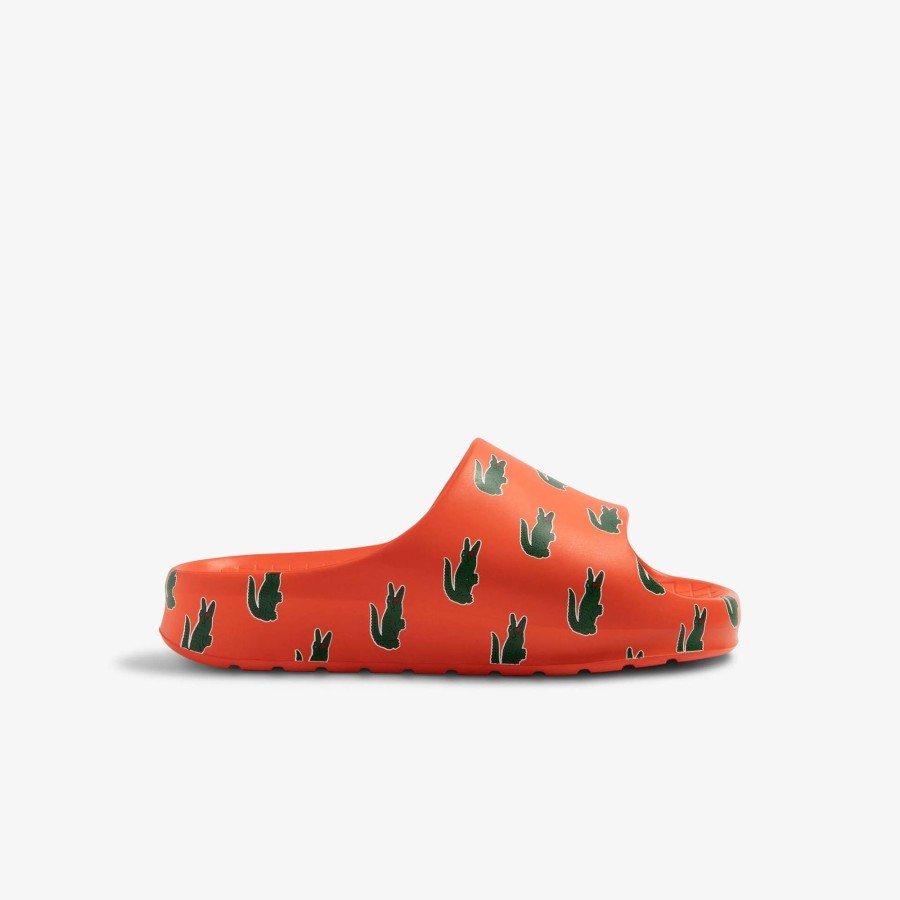 Women Lacoste Flip-Flops & Sandals | Women'S Serve Slide 2.0 Colour Pop Slides Orange / Dark Green Ank