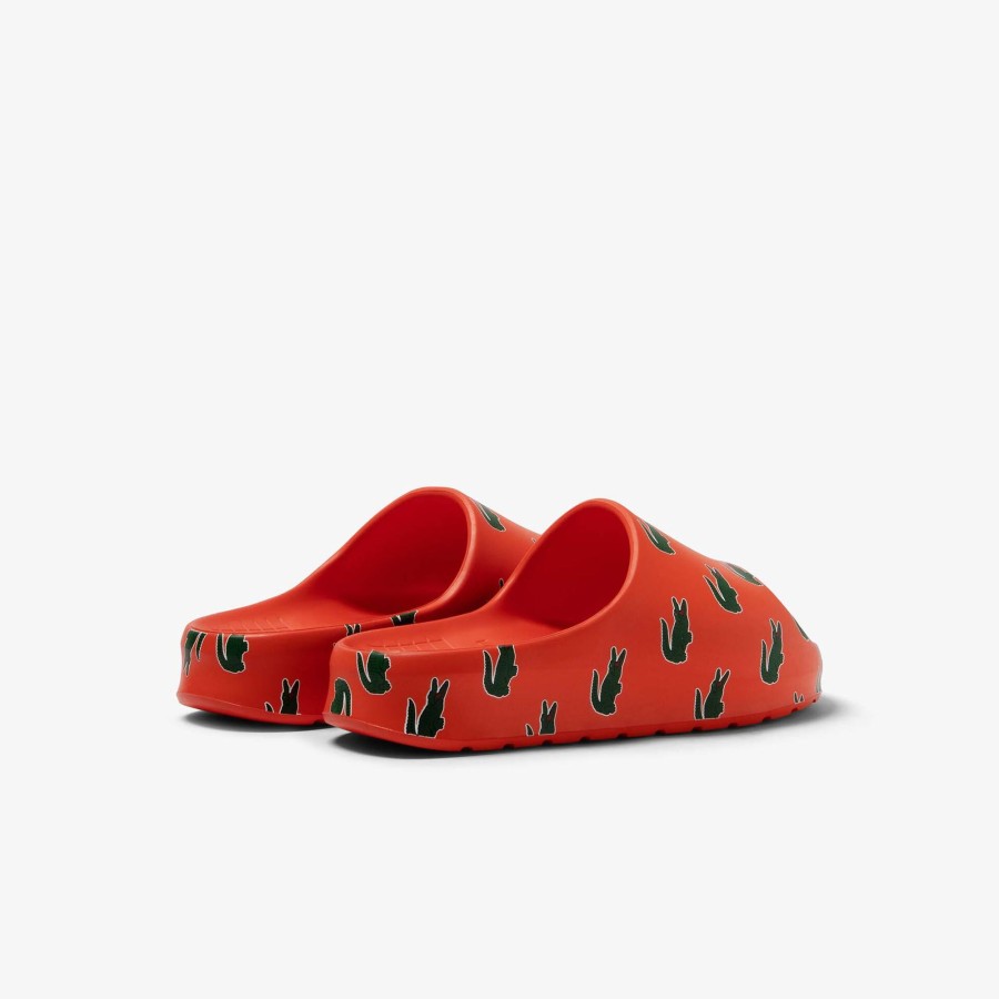 Women Lacoste Flip-Flops & Sandals | Women'S Serve Slide 2.0 Colour Pop Slides Orange / Dark Green Ank