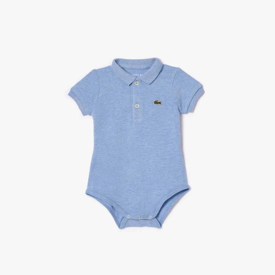 Kids Lacoste Accessories | Baby Organic Cotton Pique Bodysuit In Recycled Cardboard Box Set Cloudy Blue Fts