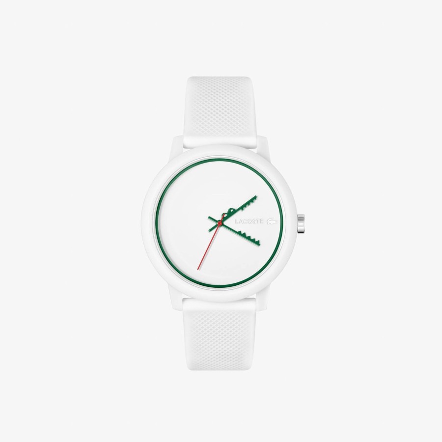 Men Lacoste Watches | Lacoste.12.12 3 Hand Silicone Watch With Crocodile White