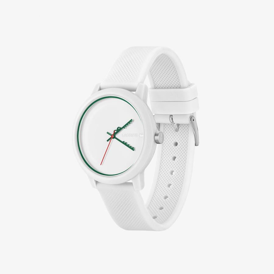 Men Lacoste Watches | Lacoste.12.12 3 Hand Silicone Watch With Crocodile White