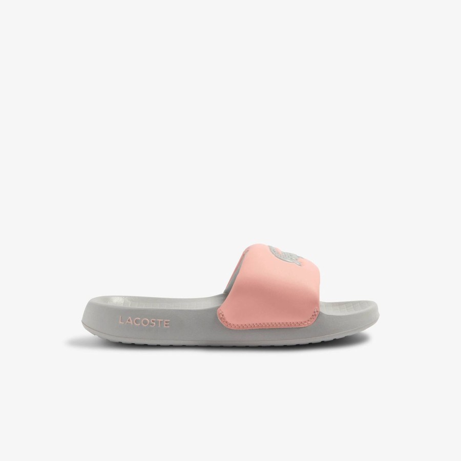 Women Lacoste Flip-Flops & Sandals | Women'S Serve Slide 1.0 Slides Light Grey / Pink 16C