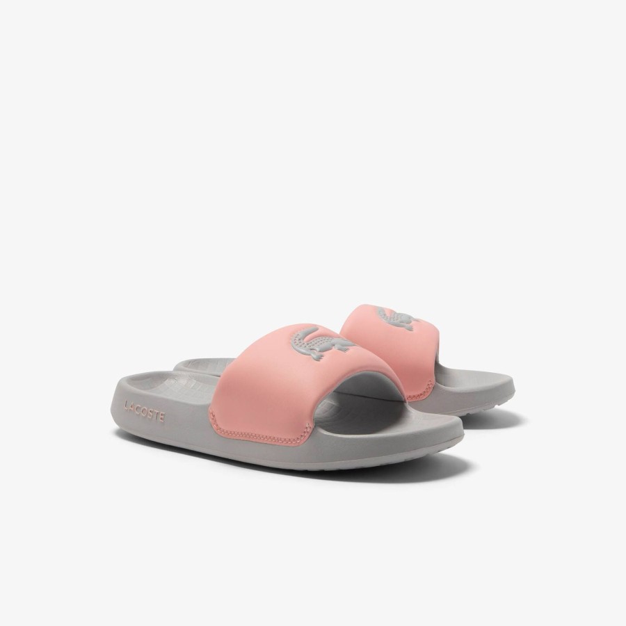 Women Lacoste Flip-Flops & Sandals | Women'S Serve Slide 1.0 Slides Light Grey / Pink 16C