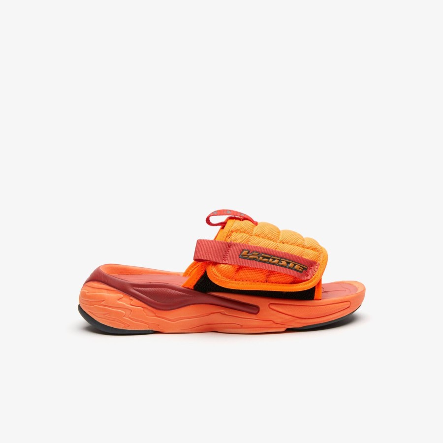 Women Lacoste Flip-Flops & Sandals | Women'S Lacoste Aceslide Synthetic Slides Orange / Dark Grey Ah4