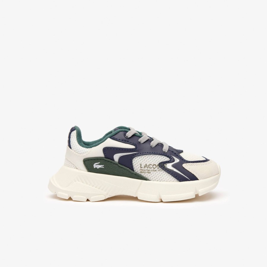 Kids Lacoste Shoes | Infants' L003 Neo Textile Trainers Off White & Navy Wn1