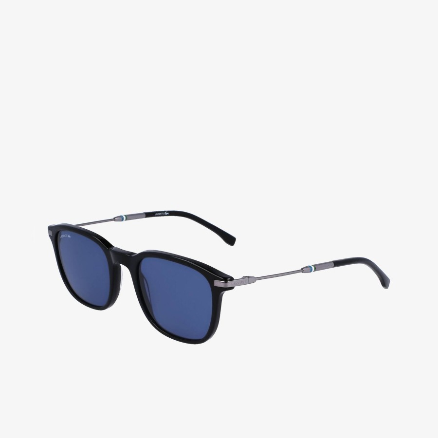 Men Lacoste Sunglasses | Men'S Lacoste Rectangular Acetate Sunglasses Matte Black