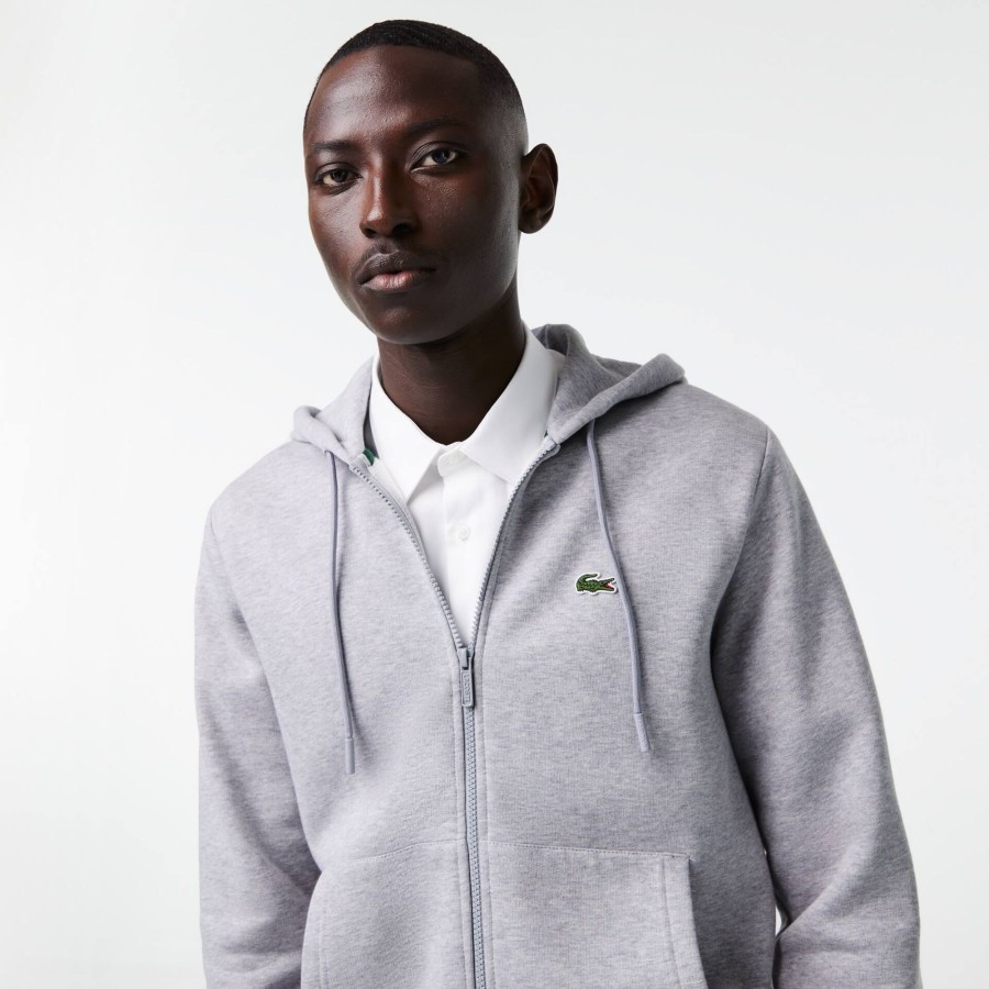 Men Lacoste Tracksuits | Men'S Lacoste Hooded Tracksuit Grey Chine