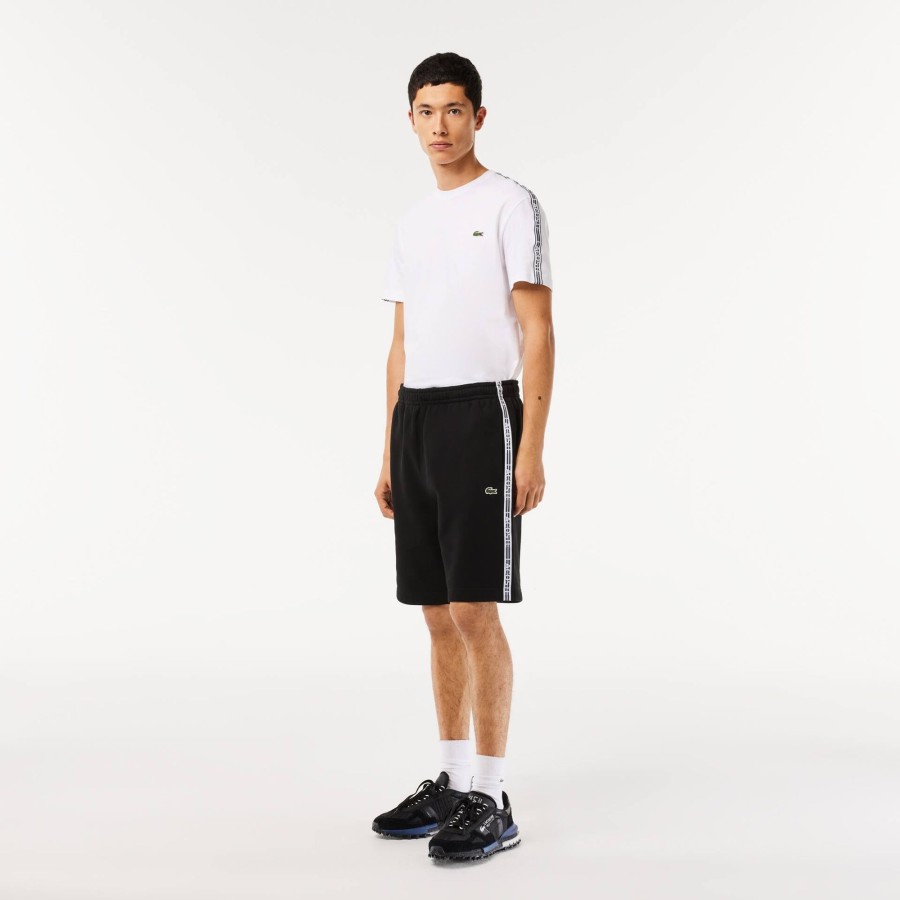 Men Lacoste Tracksuits | Men'S Lacoste Cotton Flannel Jogger Shorts Black