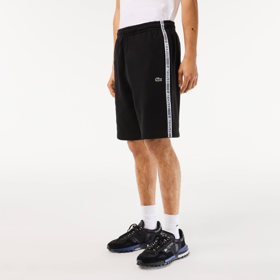 Men Lacoste Tracksuits | Men'S Lacoste Cotton Flannel Jogger Shorts Black