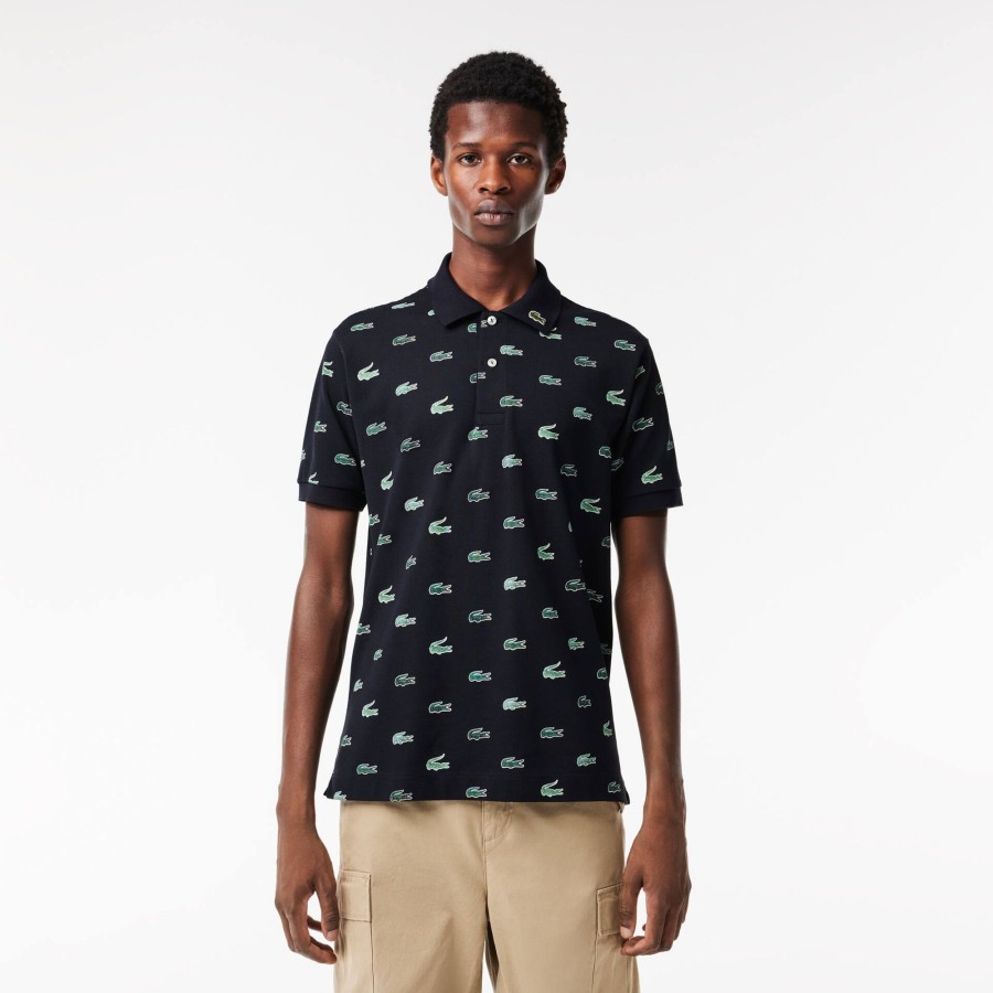 Men Lacoste Polo Shirts | Classic Fit Multi Croc Original L.12.12 Polo Shirt Navy Blue