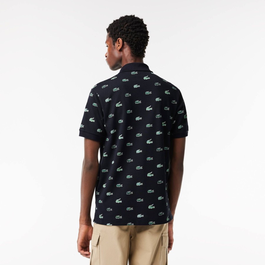 Men Lacoste Polo Shirts | Classic Fit Multi Croc Original L.12.12 Polo Shirt Navy Blue