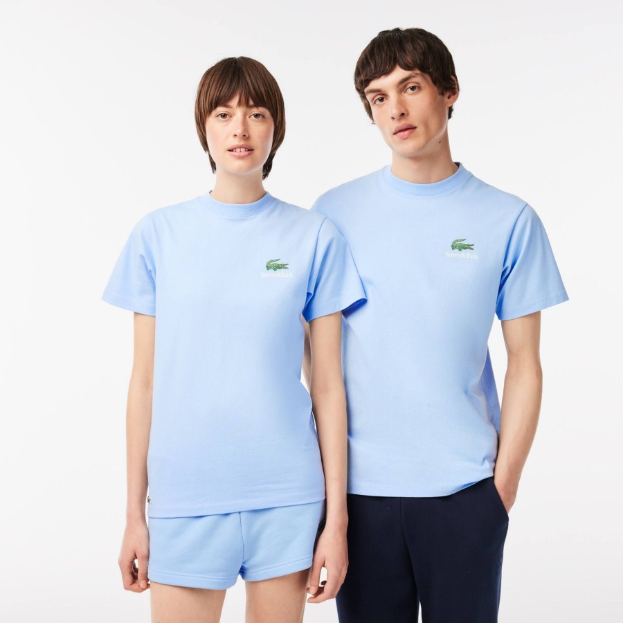 Women Lacoste T-Shirts | Lacoste X Sporty & Rich Oversized T-Shirt Pale Blue Hbp