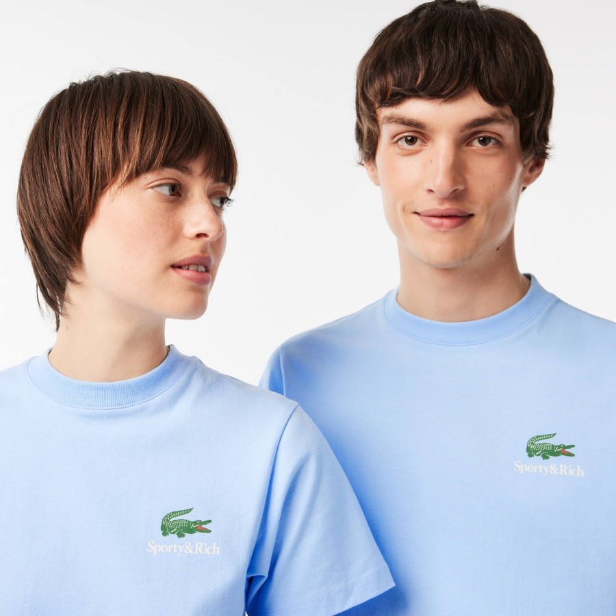 Women Lacoste T-Shirts | Lacoste X Sporty & Rich Oversized T-Shirt Pale Blue Hbp