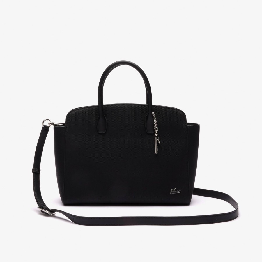 Women Lacoste Bags | Daily Lifestyle Coated Canvas Purse Noir 000