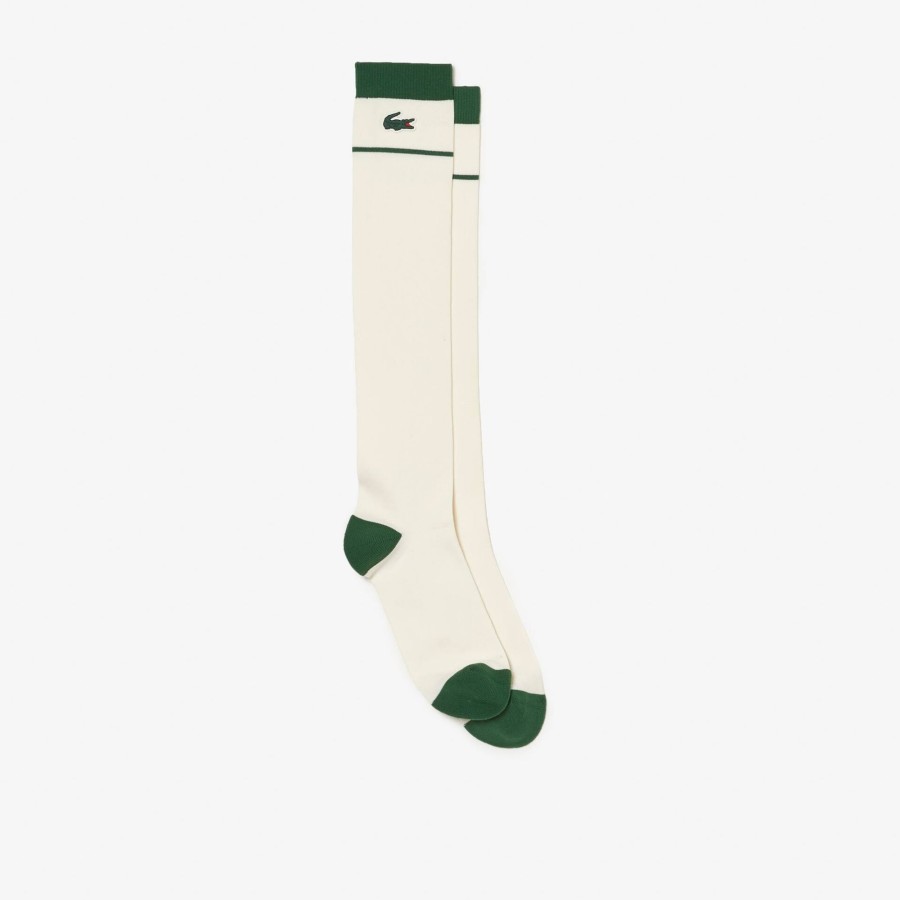 Women Lacoste Golf | Long Jersey Golf Socks White / Green X0N