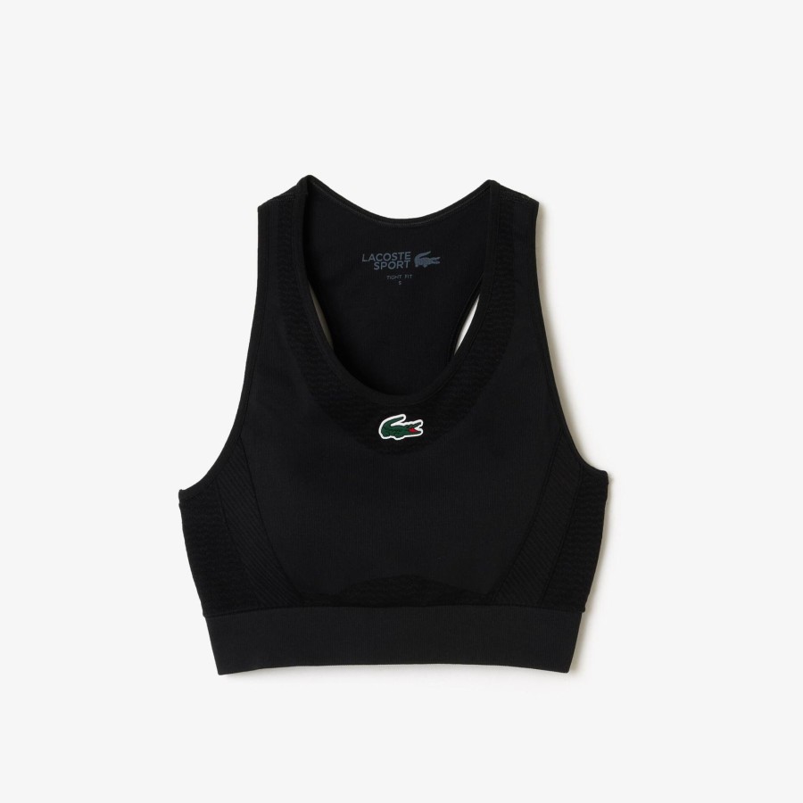 Women Lacoste Fitness & Training | Lacoste Sport Seamless Stretch Bra Black 031