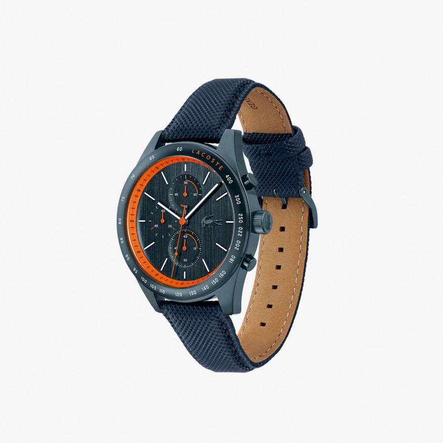 Men Lacoste Watches | Apext Chronograph Leather Watch Blue