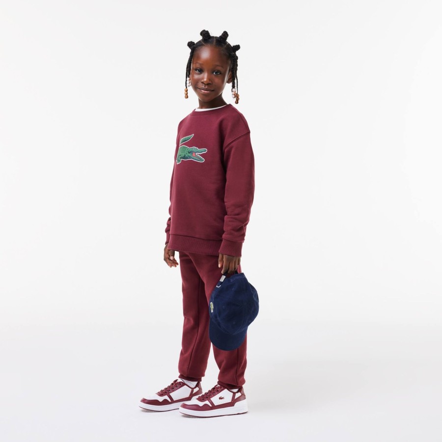 Kids Lacoste Shoes | Juniors' T-Clip Synthetic Trainers White & Burgundy 2G1