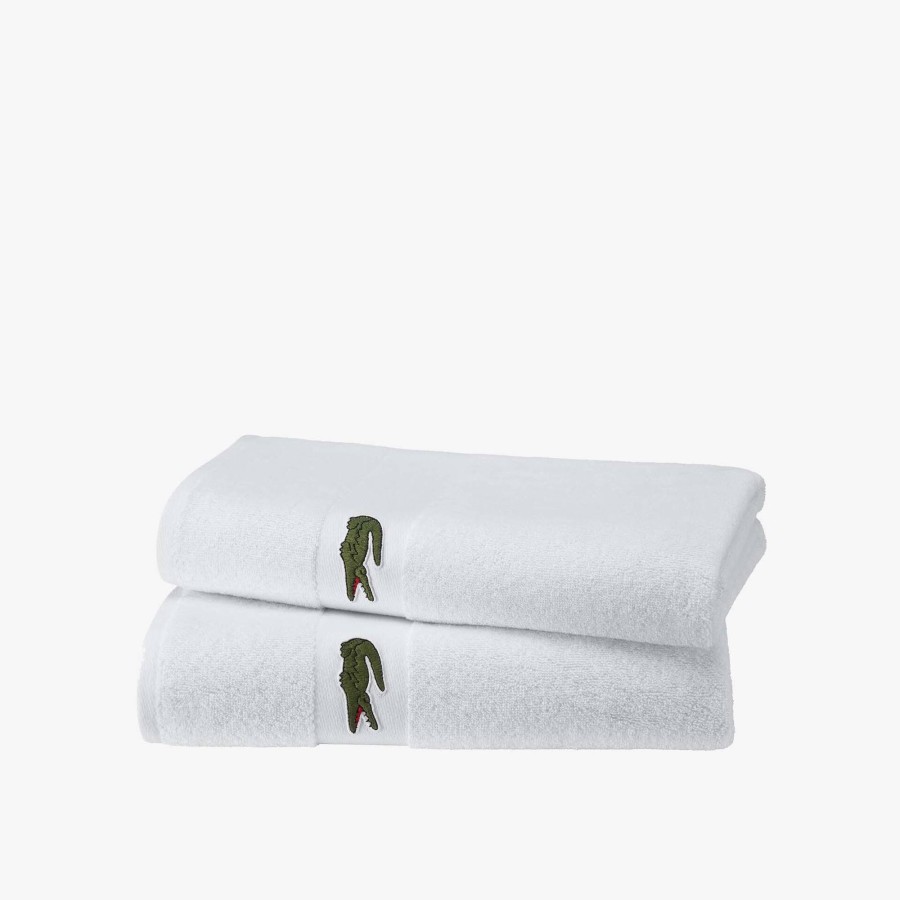 Women Lacoste Home Textile | Contrast Band Cotton L Casual Towel White N01