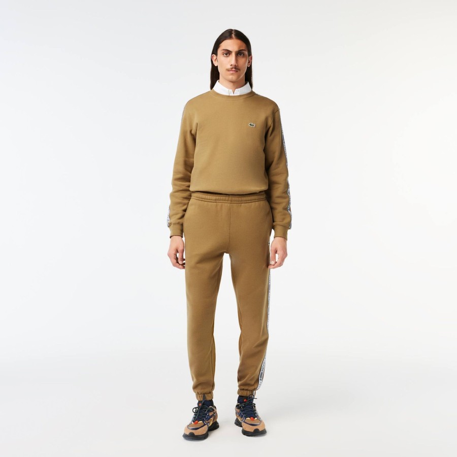 Men Lacoste Trousers & Shorts | Lacoste Logo Stripe Joggers Brown