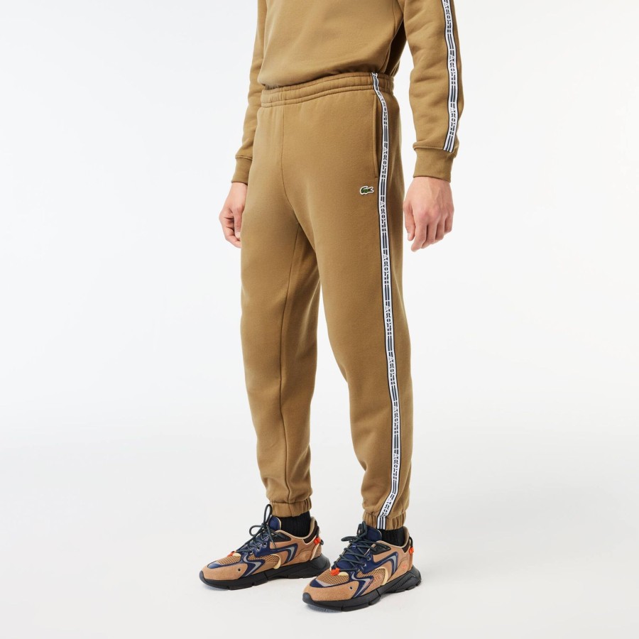 Men Lacoste Trousers & Shorts | Lacoste Logo Stripe Joggers Brown