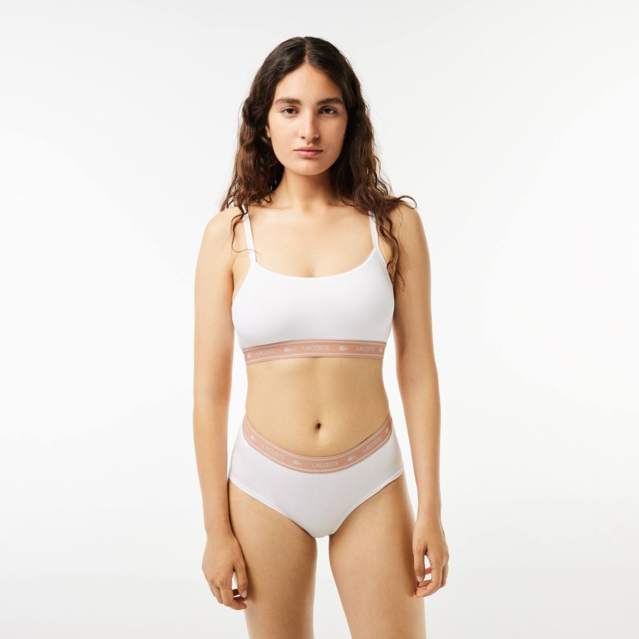 Women Lacoste Underwear & Loungewear | Branding Bandeau Bralette White 001