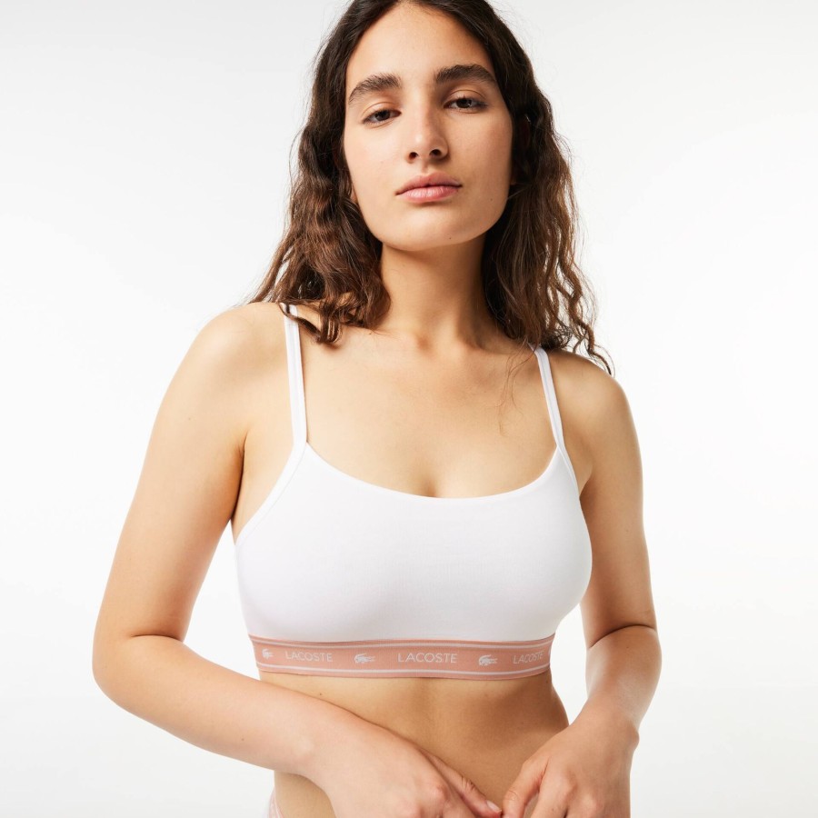 Women Lacoste Underwear & Loungewear | Branding Bandeau Bralette White 001