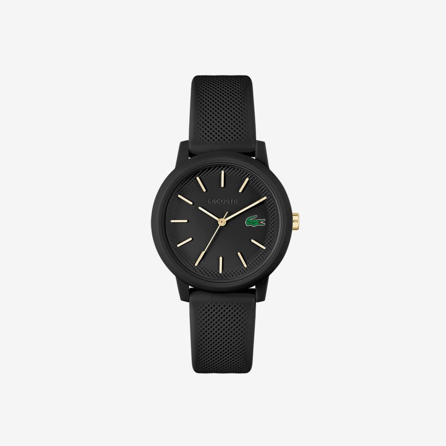 Women Lacoste Watches | Women'S Lacoste.12.12 Black Silicone Strap Watch Black 000