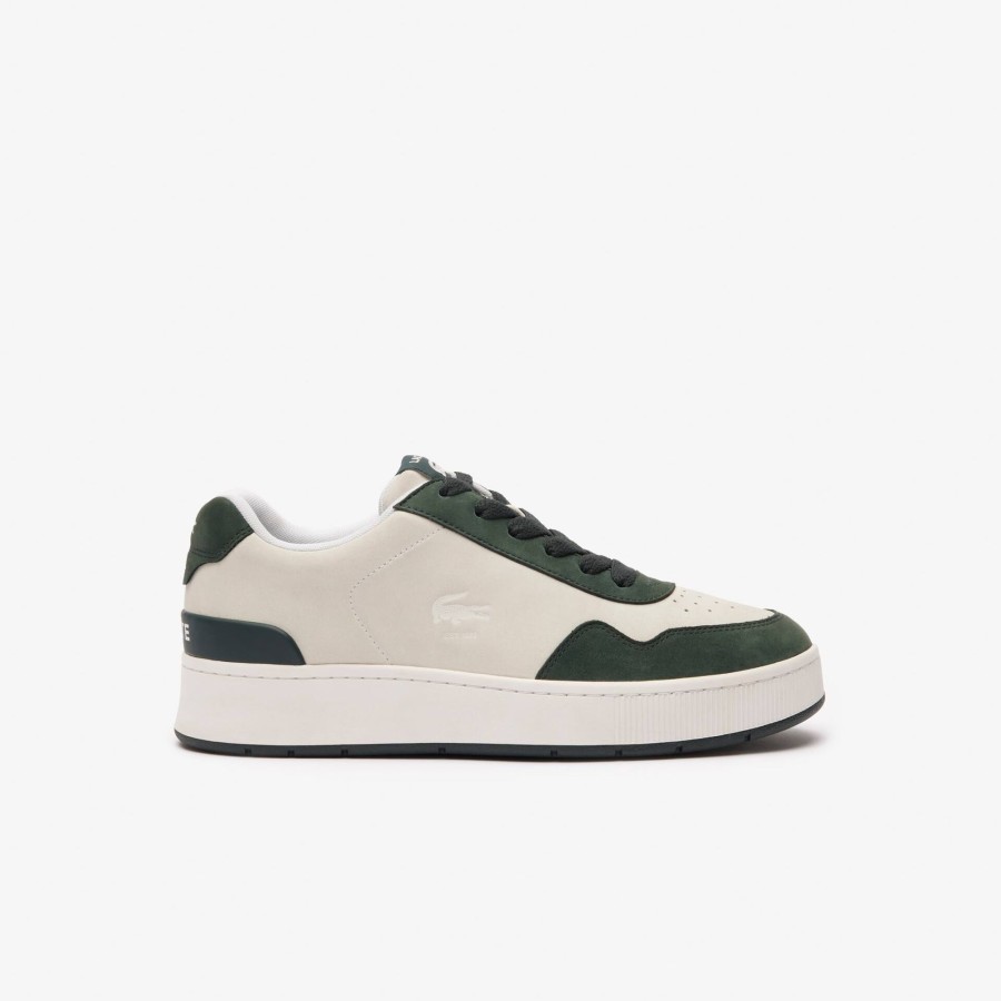 Men Lacoste Sneakers | Men'S Ace Clip Leather Trainers White & Dark Green