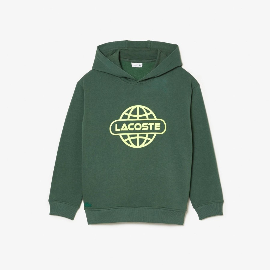 Kids Lacoste Girl Clothing | Printed Hoodie Dark Green Smi