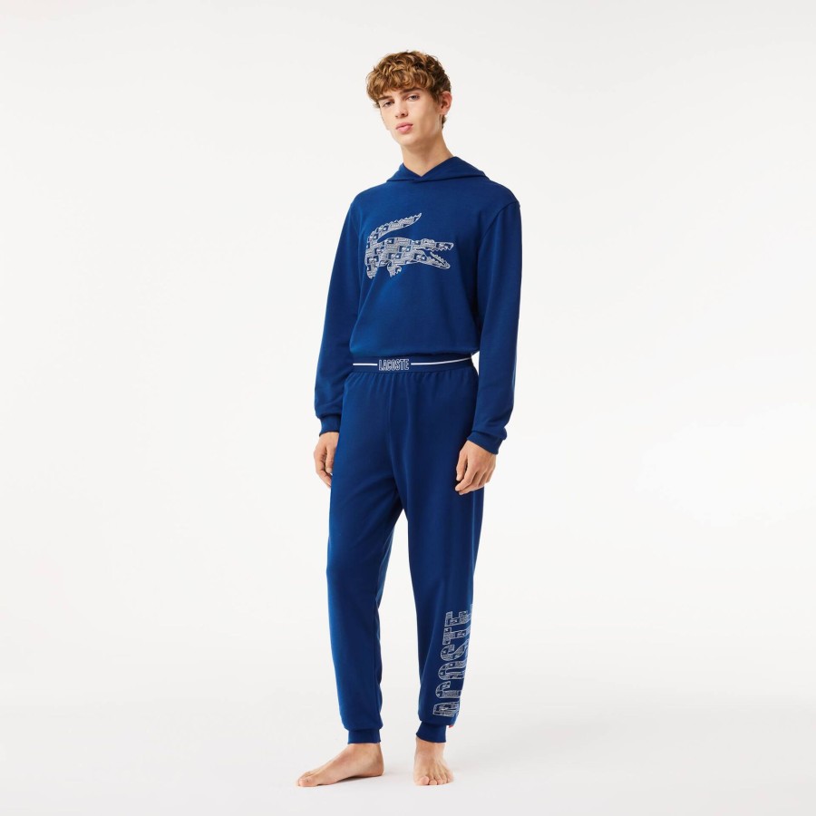 Men Lacoste Underwear & Lounge Wear | Contrast Branded Lounge Pants Navy Blue / White