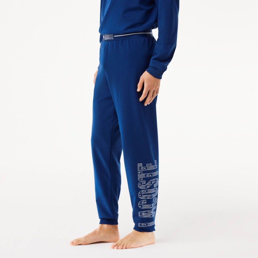 Men Lacoste Underwear & Lounge Wear | Contrast Branded Lounge Pants Navy Blue / White