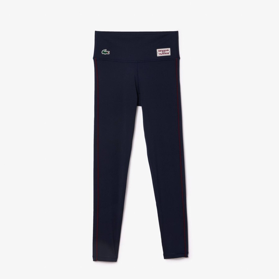 Women Lacoste Fitness & Training | Absorbent Sport Stretch Leggings Navy Blue 166