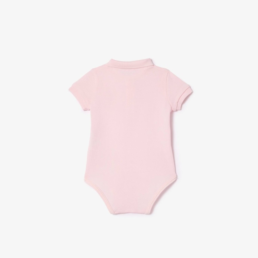 Kids Lacoste Accessories | Baby Organic Cotton Pique Bodysuit In Recycled Cardboard Box Set Light Pink T03