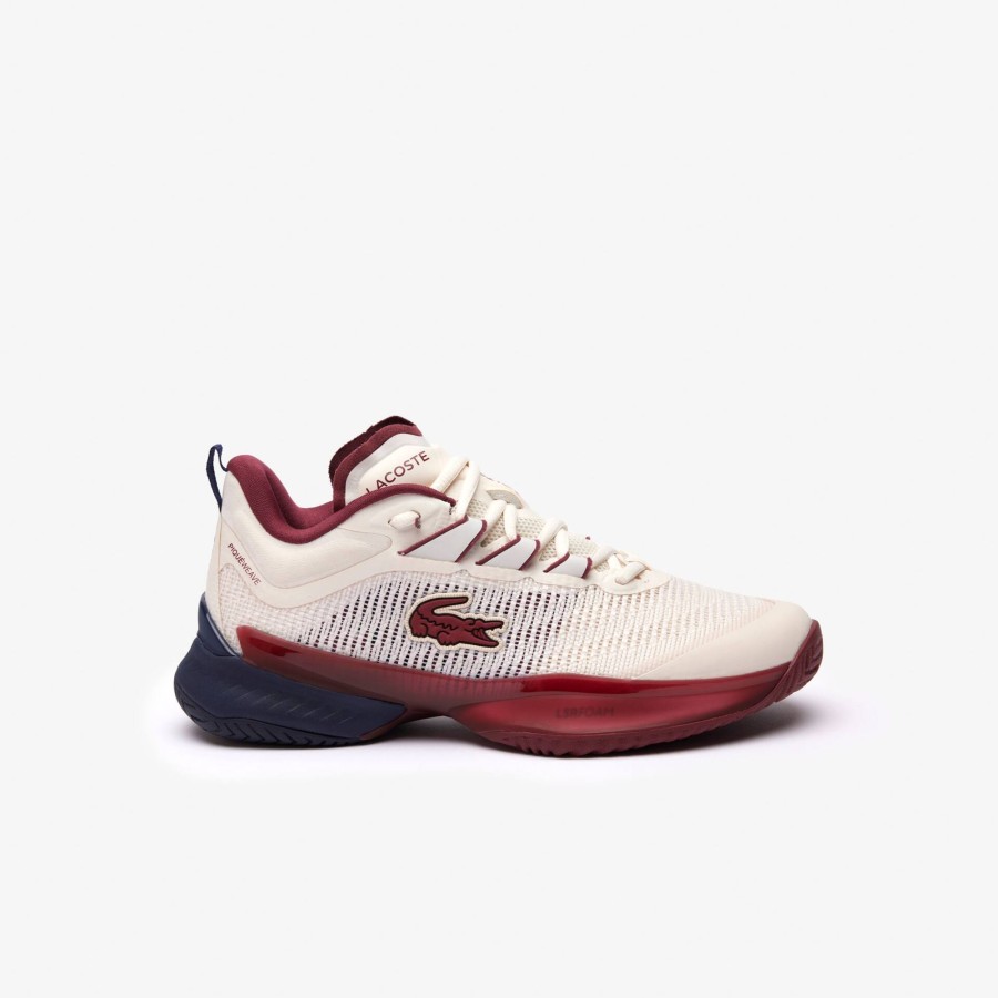 Women Lacoste Tennis | Women'S Ag-Lt23 Ultra Textile Tennis Shoes Off White & Burgundy Ow9