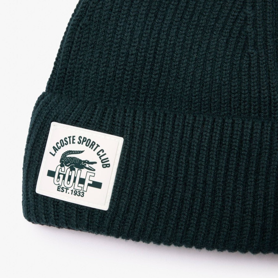 Men Lacoste Golf | Golf Beanie With Wind Protection Sinople Green