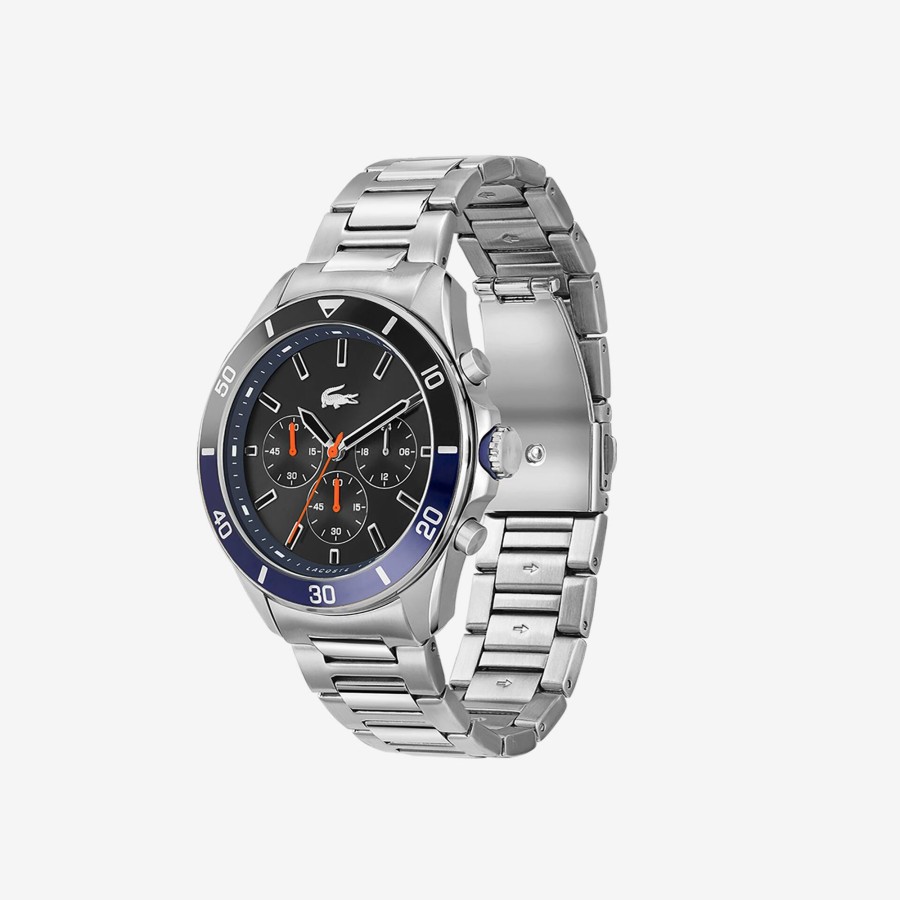 Men Lacoste Watches | Tiebreaker Chrono Watch With Stainless Steel Bracelet Black