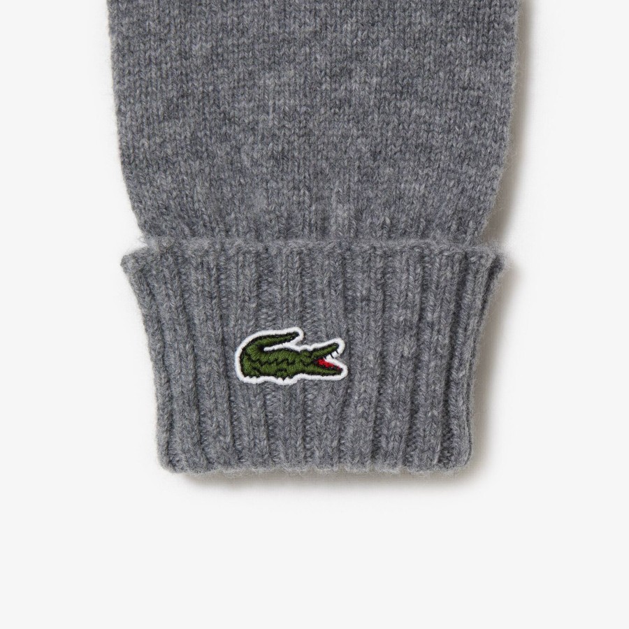 Women Lacoste Scarves & Stoles | Unisex Lacoste Wool Jersey Gloves Grey Chine Yrd