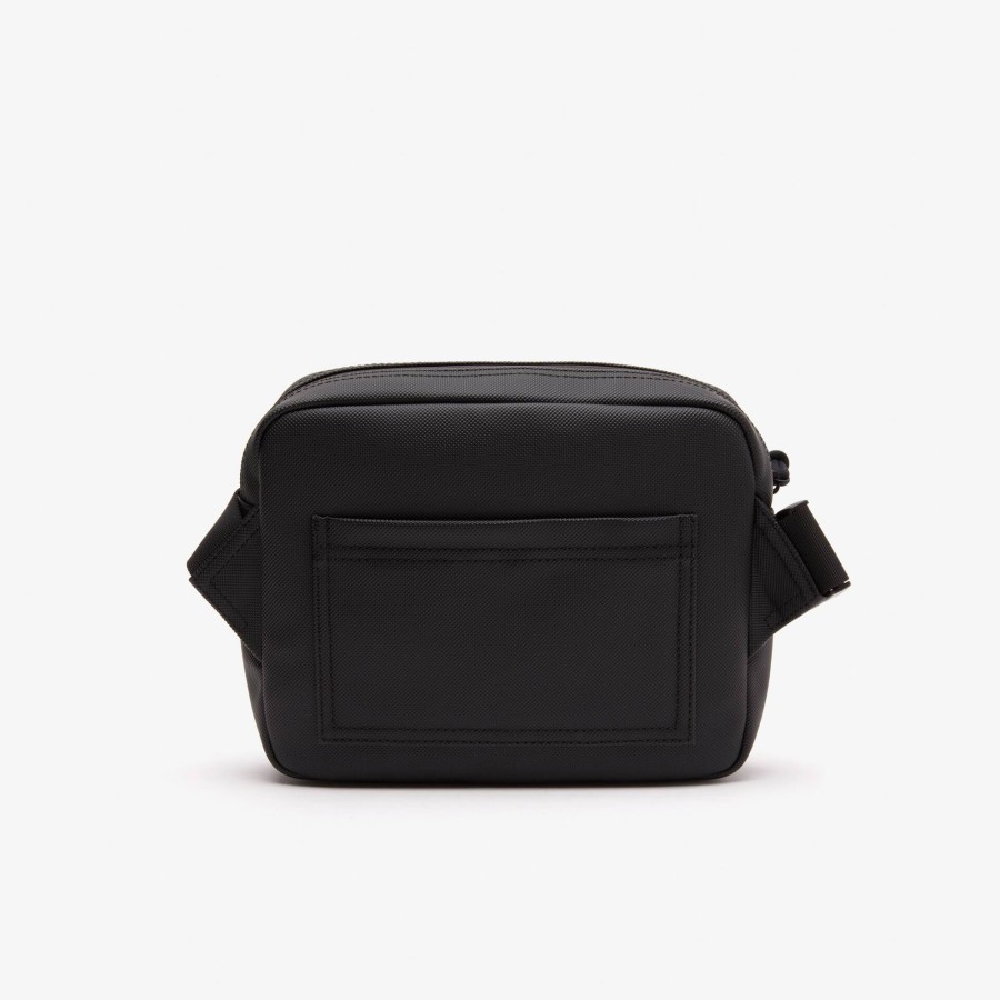 Men Lacoste Vertical Bags | Men'S Lacoste Exterior Pocket Reporter Bag Noir