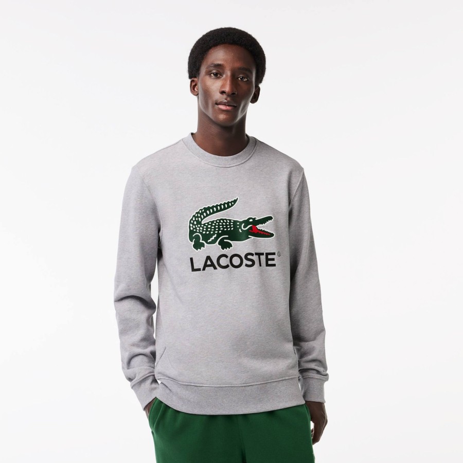 Men Lacoste Sweatshirts | Classic Fit Cotton Fleece Sweatshirt Grey Chine