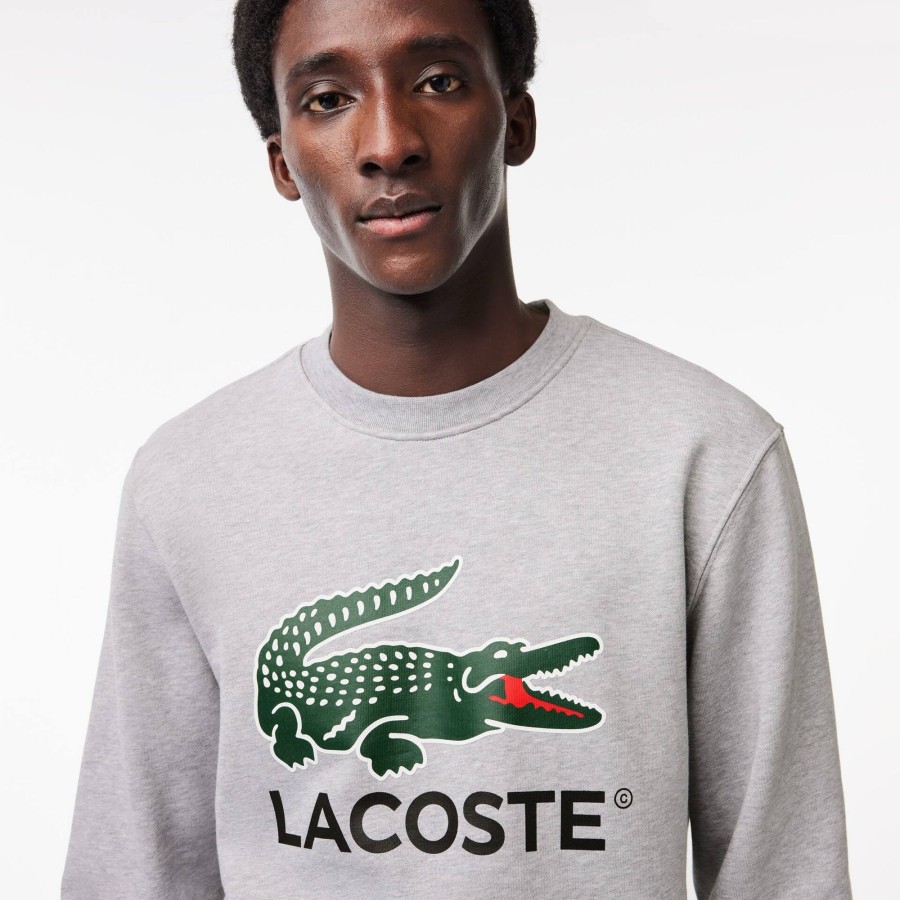 Men Lacoste Sweatshirts | Classic Fit Cotton Fleece Sweatshirt Grey Chine