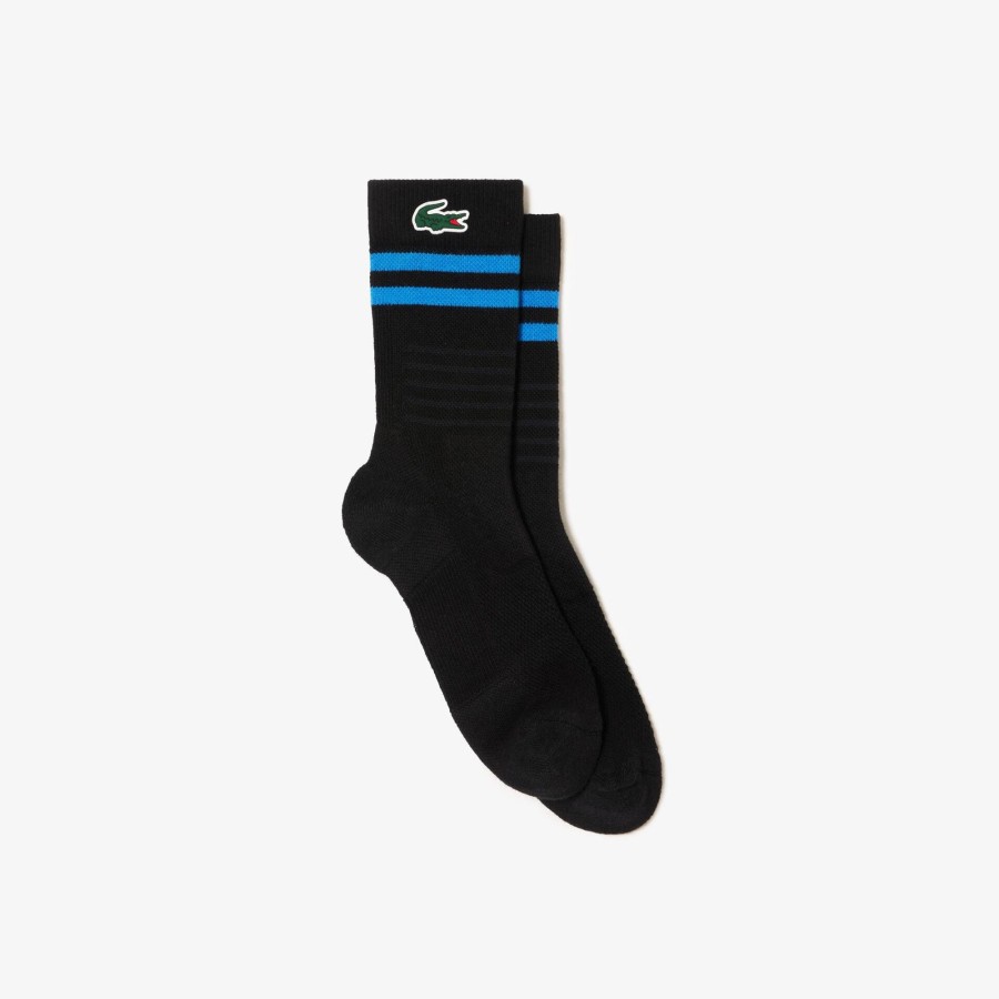 Men Lacoste Sport Clothing | Breathable Jersey Tennis Socks Black / Blue