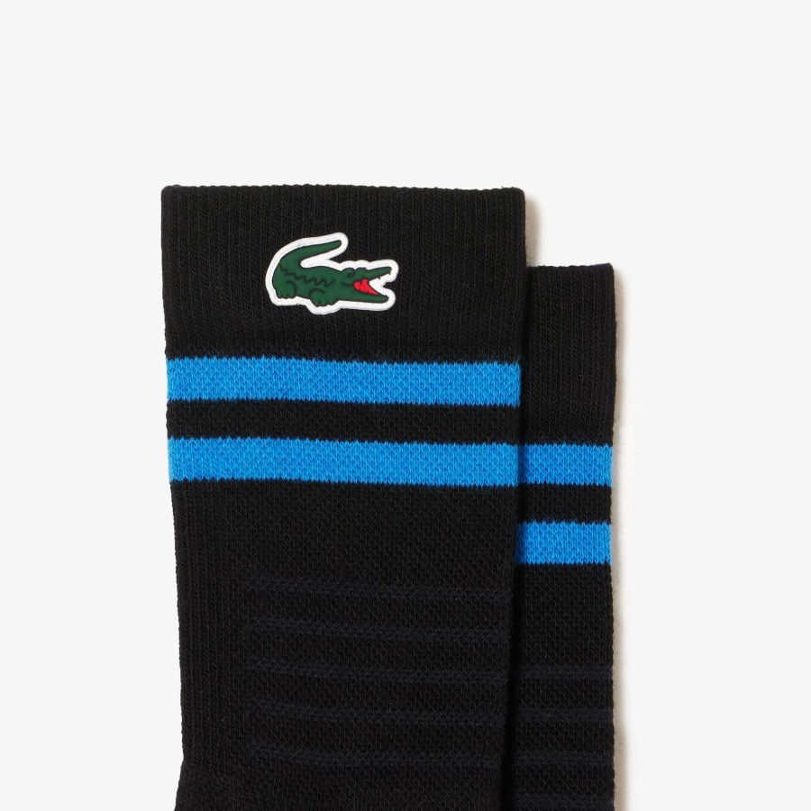 Men Lacoste Sport Clothing | Breathable Jersey Tennis Socks Black / Blue