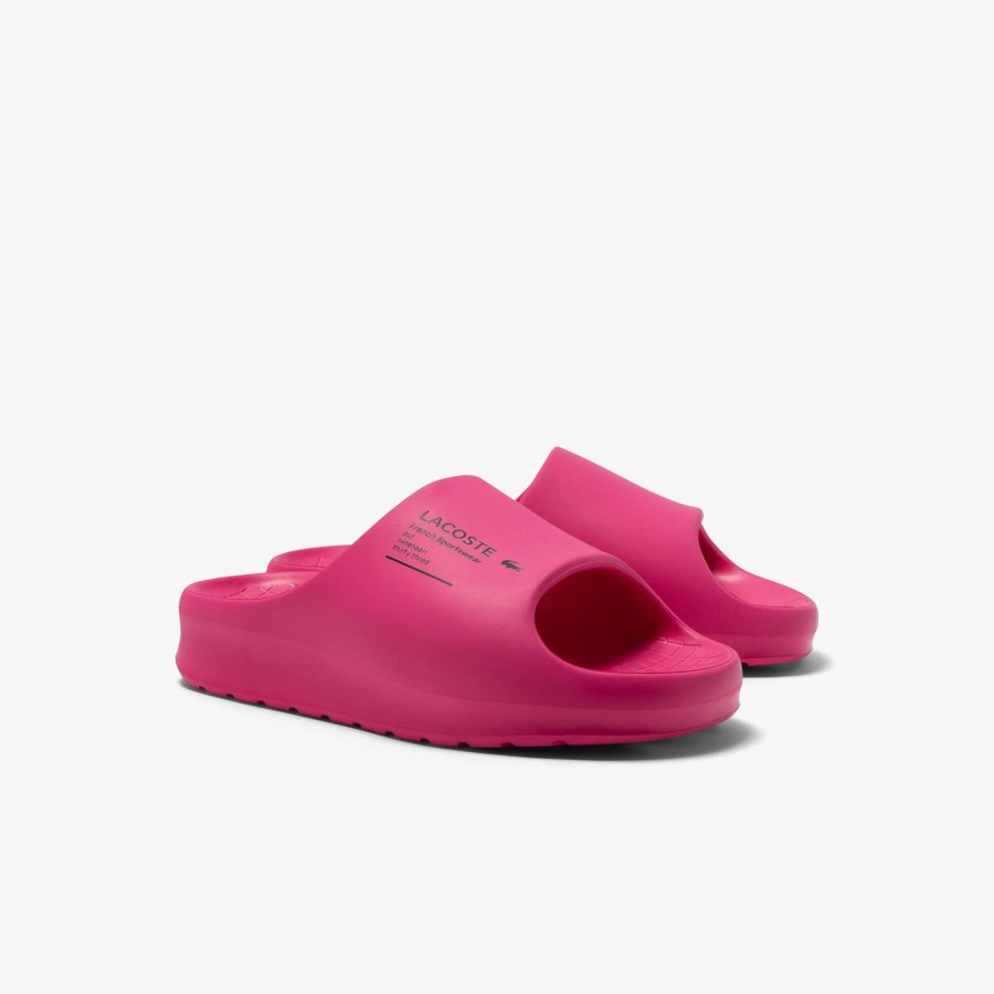 Women Lacoste Flip-Flops & Sandals | Women'S Serve Slide 2.0 Branded Slides Pink / Black 8F8