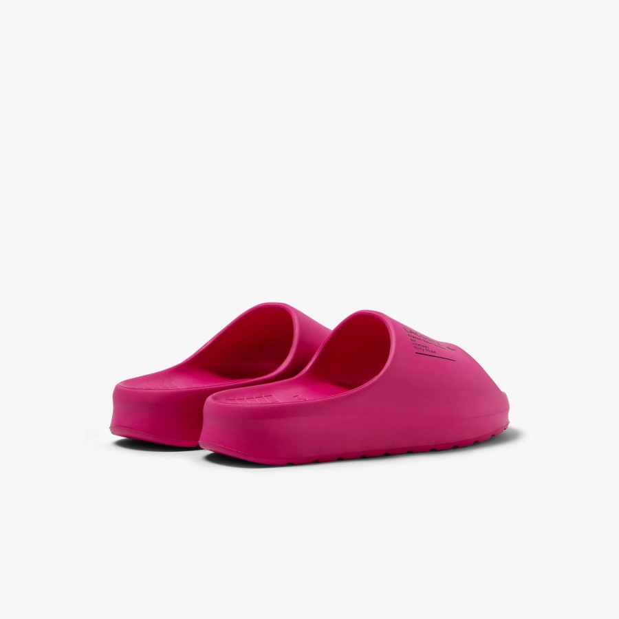 Women Lacoste Flip-Flops & Sandals | Women'S Serve Slide 2.0 Branded Slides Pink / Black 8F8